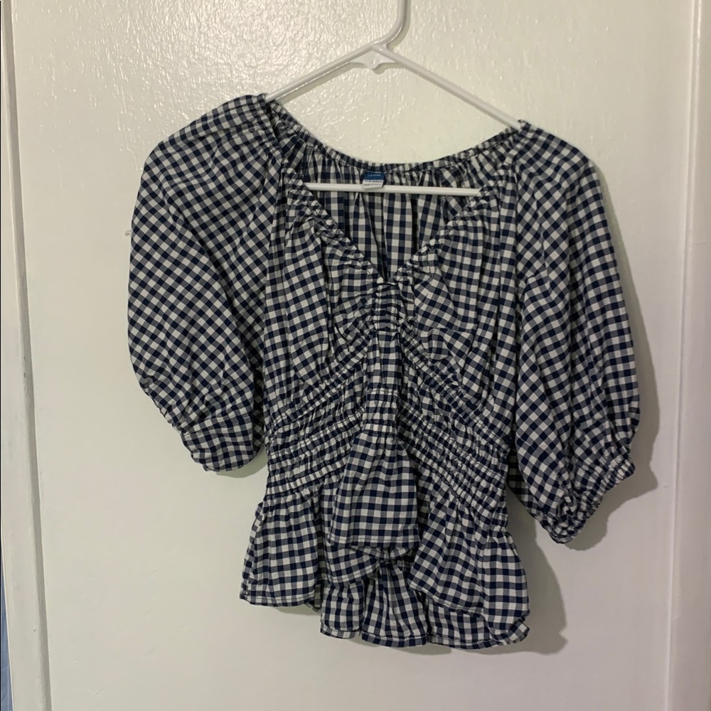 Old Navy Navy and White Checkered Top